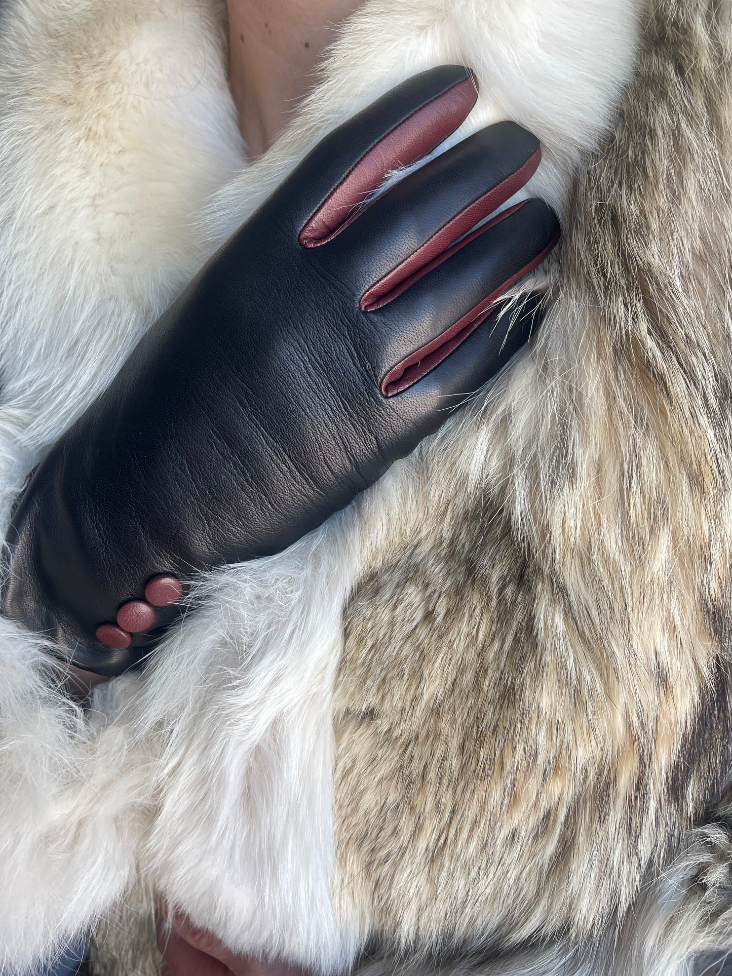 Black and Brown Leather Gloves