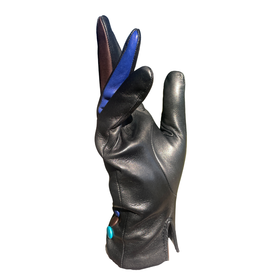 Black, Royal Blue, Brown and Turkoise Leather Gloves
