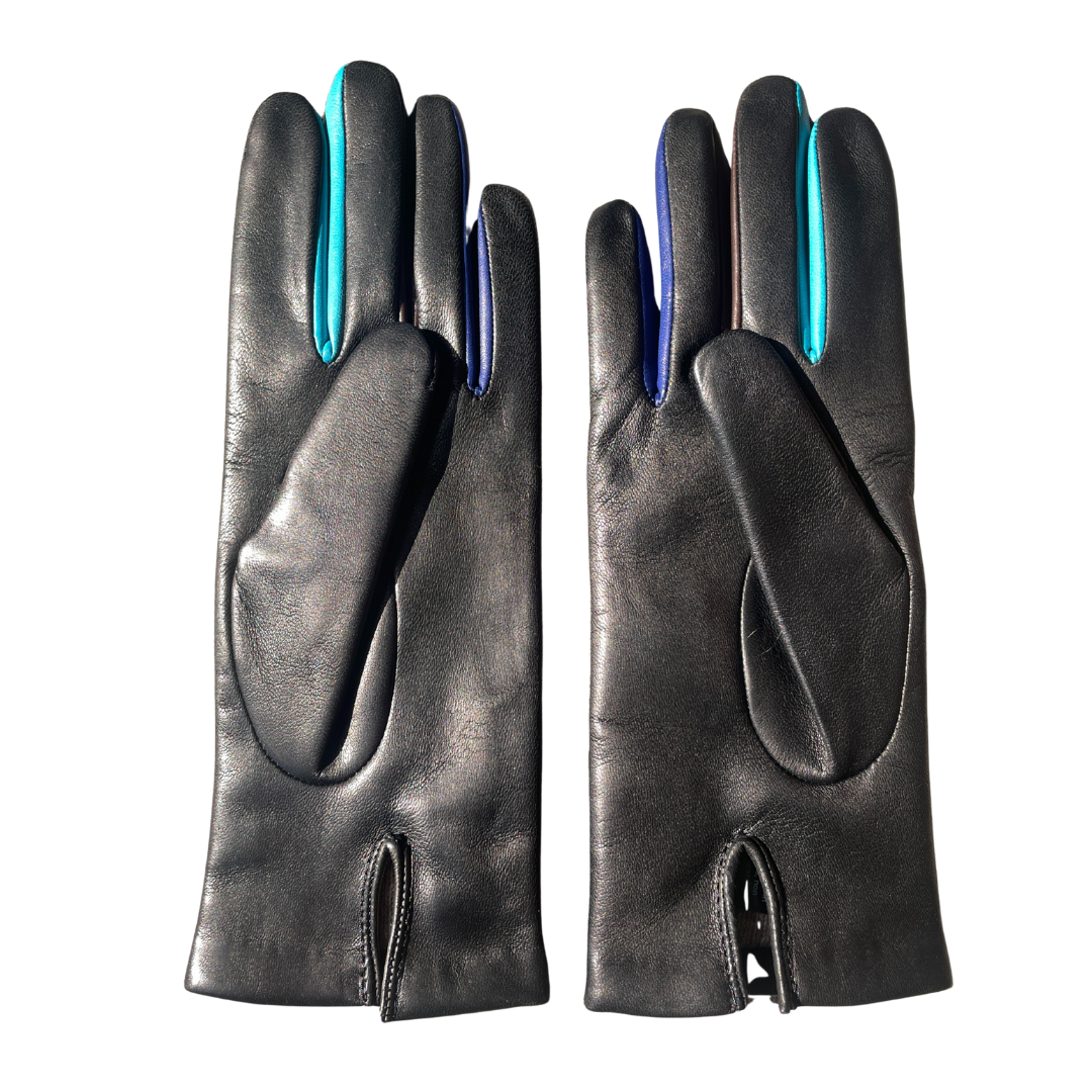 Black, Royal Blue, Brown and Turkoise Leather Gloves