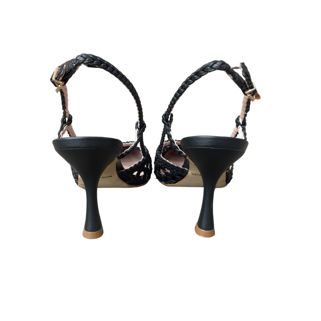 Andrea Braided Black Slingback Heel