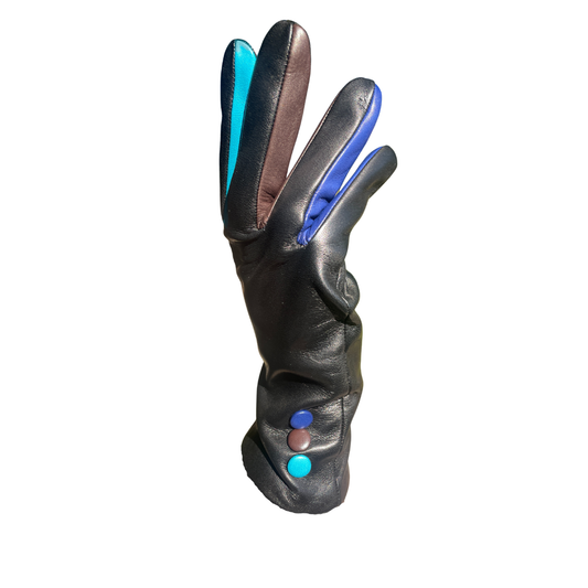 Black, Royal Blue, Brown and Turkoise Leather Gloves