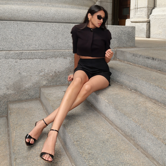 Valentina Black Ankle Strap Heel