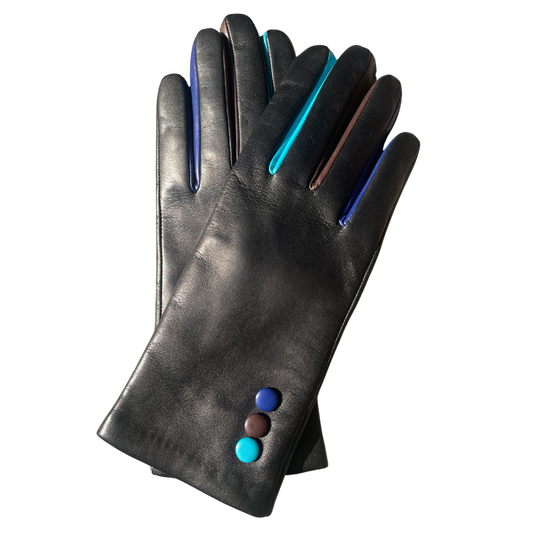 Black, Royal Blue, Brown and Turkoise Leather Gloves