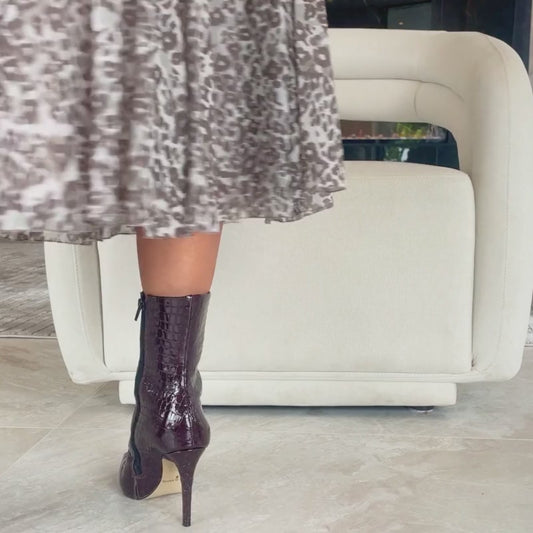 Angelina Merlot Croco Bootie