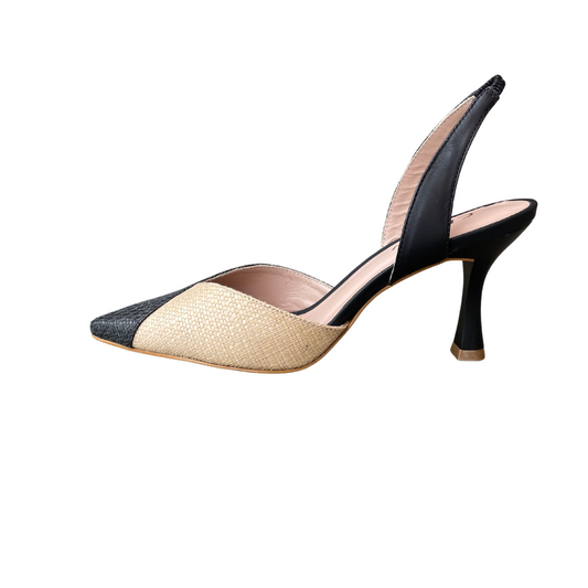 Melanie Two-Tone Raffia Slingback Pump