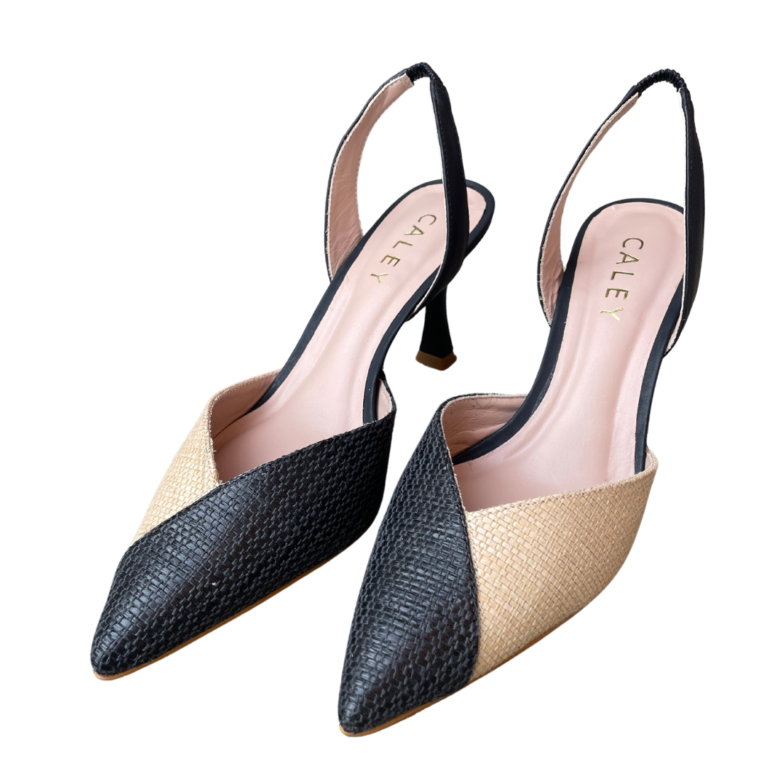 Melanie Two-Tone Raffia Slingback Pump